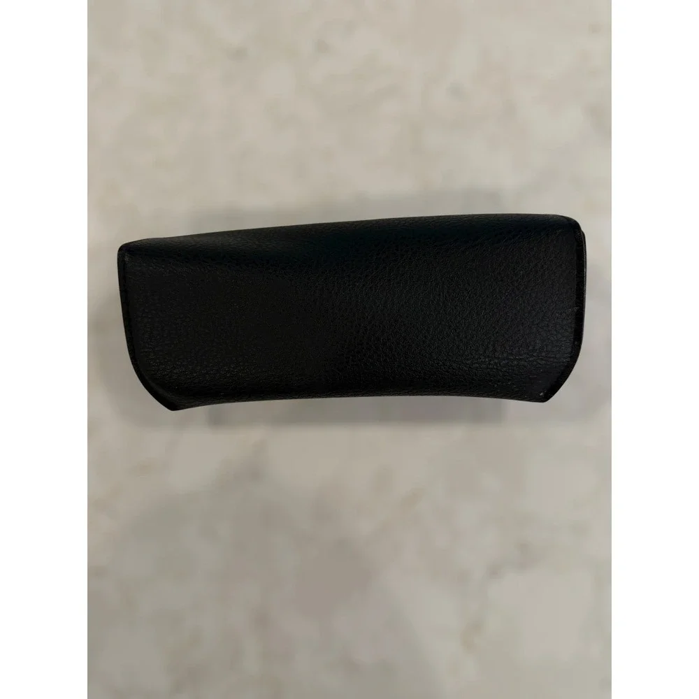 Ray-Ban Black Pebbled Leather Sunglasses Case Gold‎ Logo Snap Closure Luxottica